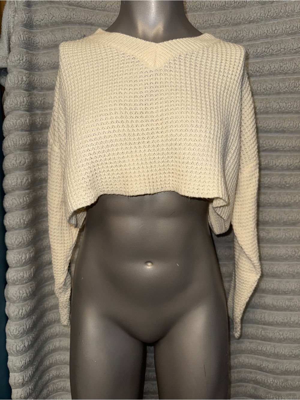 Cream Cropped Knit Sweater | Size S | NWOT
